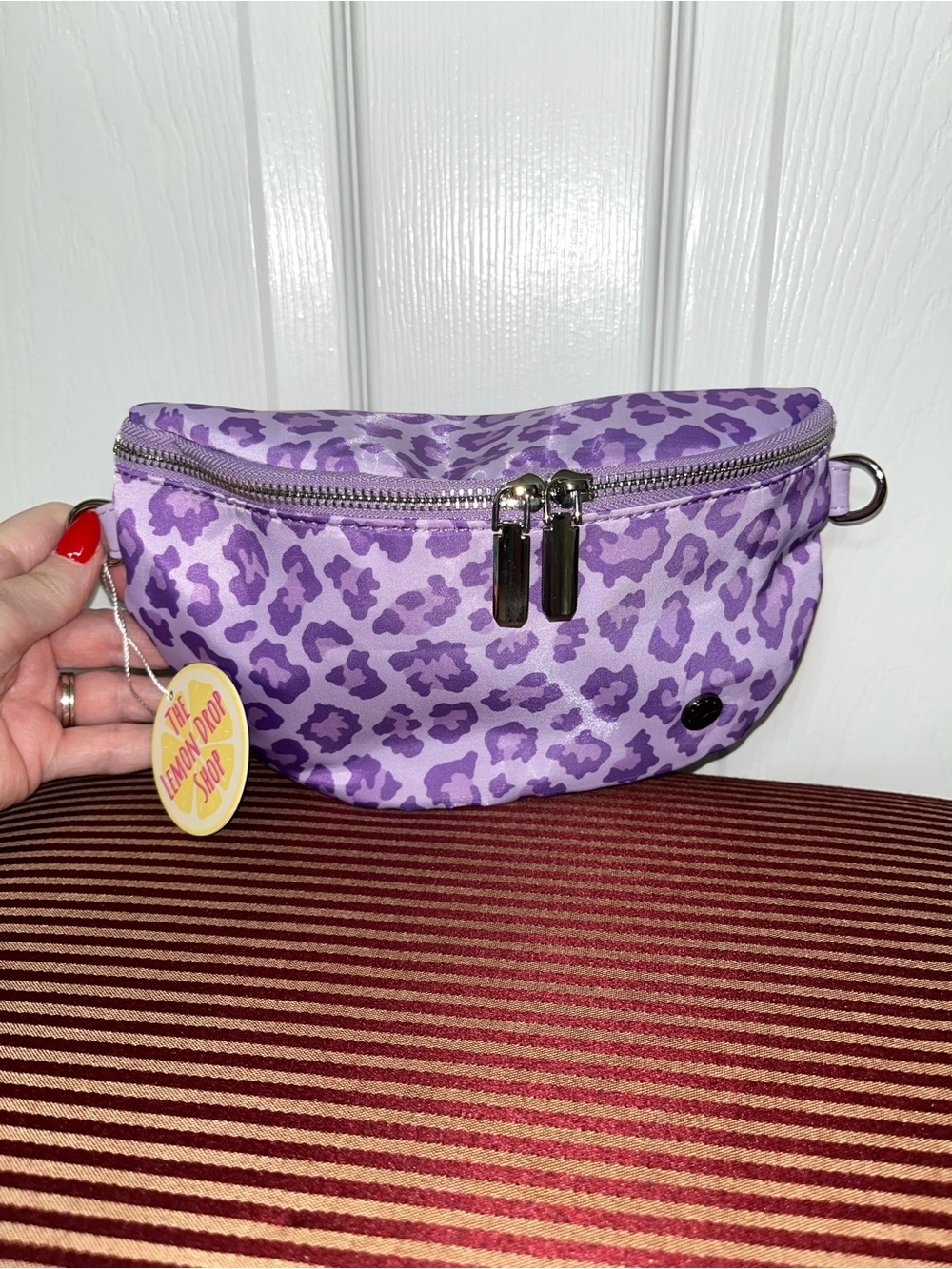Lemon Drop Shop Lisa Purple Leopard Crossbody Bag